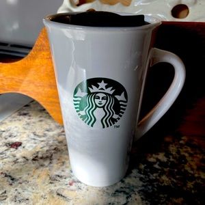 Starbucks 2016 Tall Ceramic Tumbler Travel Cup Coffee Mug 14.3oz Classics + Lid